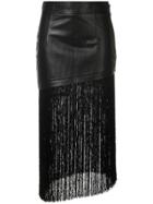 Helmut Lang Asymmetrical Fringed Skirt - Black