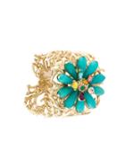 Oscar De La Renta Embellished Flower Cuff, Women's, Metallic