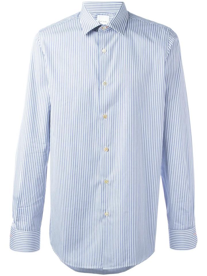 Paul Smith Pinstriped Button Down Shirt - Blue