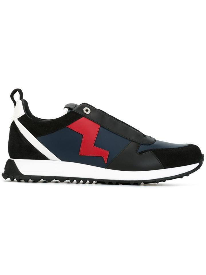 Fendi Lightning Bolt Appliqué Sneakers - Blue