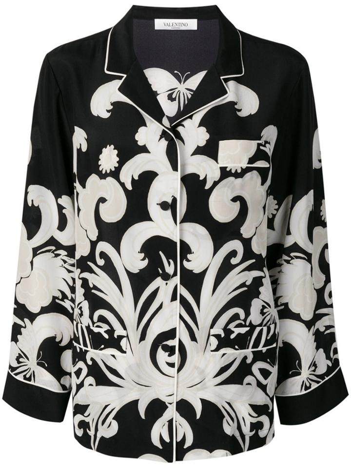 Valentino Phoenix Crepe De Chine Pajama Shirt - Black