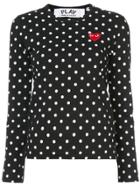 Comme Des Garçons Play Polka Dot Heart Logo T-shirt - Black