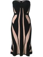 Hervé Léger Paneled Strapless Fitted Dress, Women's, Size: Small, Black, Rayon/nylon/spandex/elastane