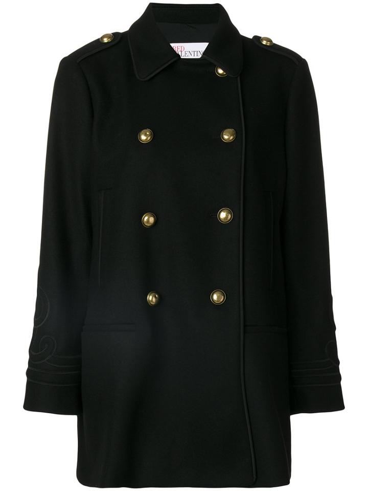 Red Valentino - Classic Fitted Coat - Women - Polyamide/polyester/acetate/wool - 40, Black, Polyamide/polyester/acetate/wool