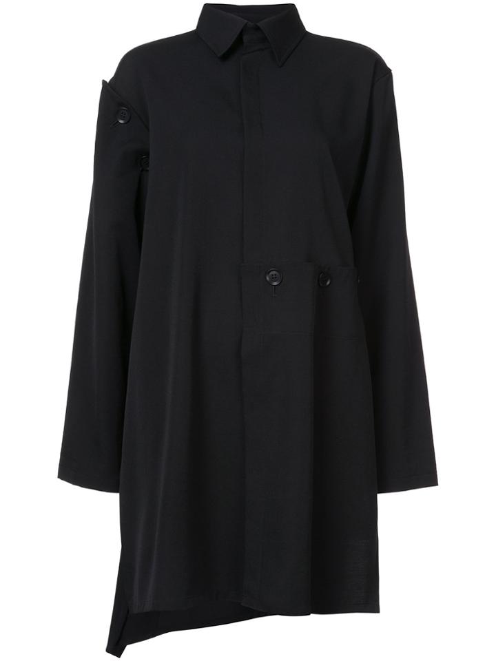 Yohji Yamamoto Concealed Front Coat - Black