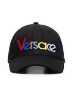 Versace Black Multicoloured Embroidered Logo Cap