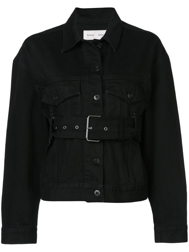 Proenza Schouler Pswl Belted Denim Jacket - Black