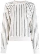 Barrie Striped Cashmere Jumper - White