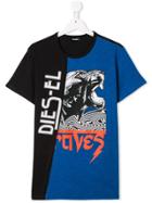 Diesel Kids Teen Graphic Print T-shirt - Black/blue K900