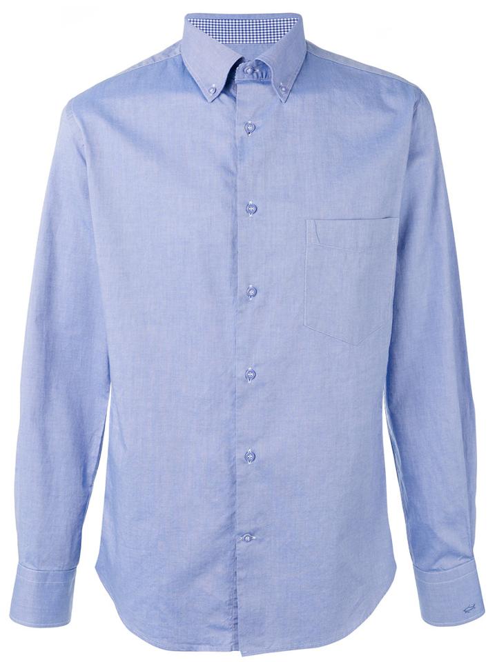 Paul & Shark Buttoned Shirt, Men's, Size: 43, Blue, Cotton