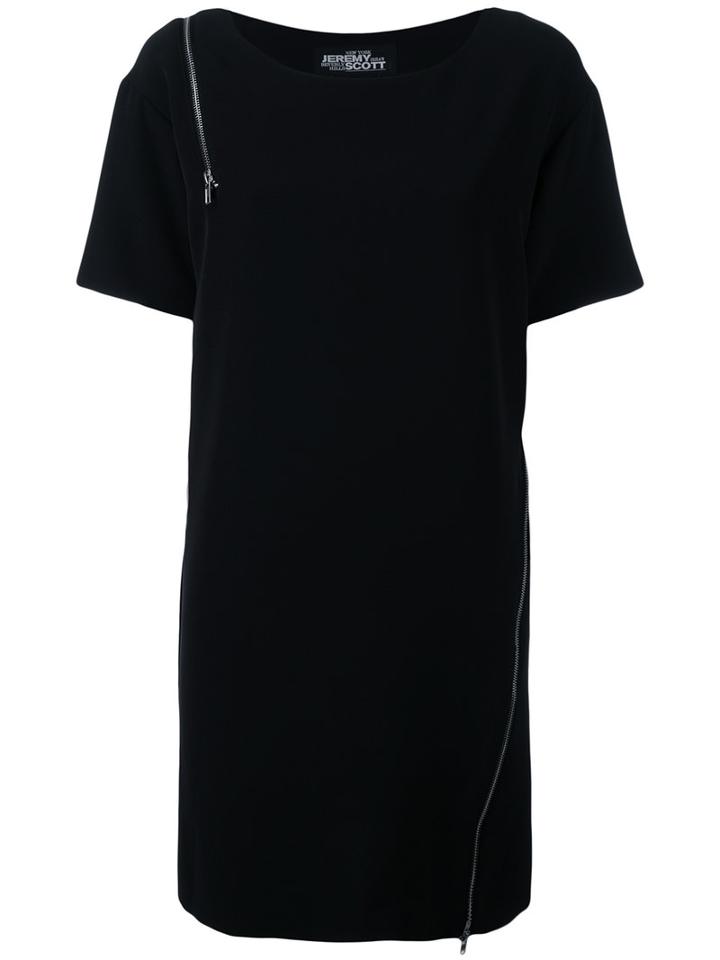 Jeremy Scott - Zip Detail Dress - Women - Polyester/other Fibers - 42, Women's, Black, Polyester/other Fibers