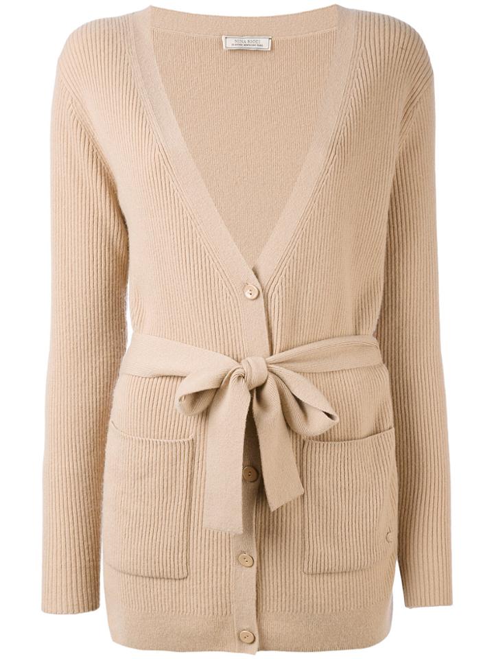 Nina Ricci Drawstring Cardigan - Nude & Neutrals
