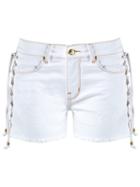 Amapô Denim Shorts, Women's, Size: 38, White, Cotton/elastodiene