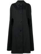 William Vintage Flared Midi Cape Coat - Black