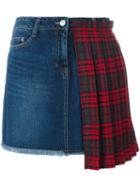 Steve J & Yoni P Pleated Check Detailed Skirt, Women's, Size: Xs, Blue, Cotton/polyester/rayon