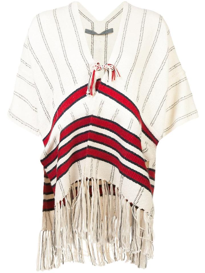 Raquel Allegra Tassel Detail Poncho Jacket - White