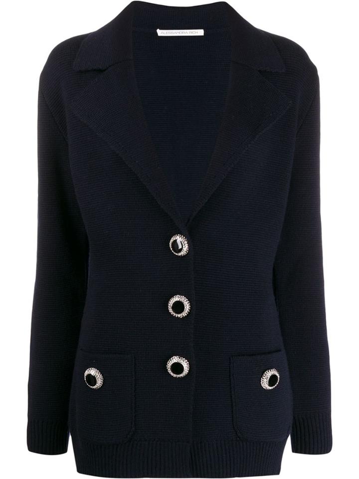 Alessandra Rich Knitted Blazer Jacket - Blue