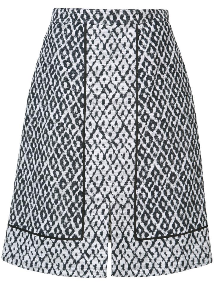 Oscar De La Renta - Ikat Print A-line Skirt - Women - Cotton/acrylic/polyester/other Fibers - 6, Blue, Cotton/acrylic/polyester/other Fibers