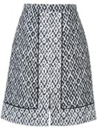 Oscar De La Renta - Ikat Print A-line Skirt - Women - Cotton/acrylic/polyester/other Fibers - 6, Blue, Cotton/acrylic/polyester/other Fibers