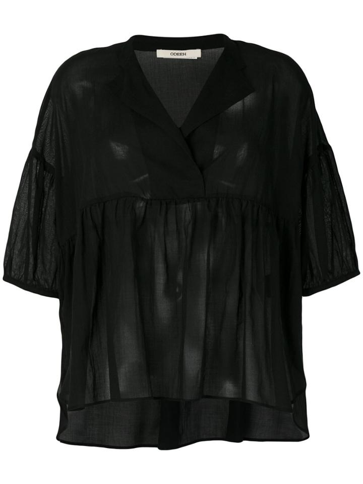 Odeeh Oversized Peplum Blouse - Black
