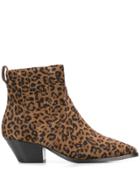 Ash Leopard Print Ankle Boots - Brown
