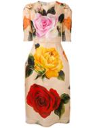 Dolce & Gabbana - Floral Shift Dress - Women - Silk/cotton/polyamide/spandex/elastane - 44, Women's, Nude/neutrals, Silk/cotton/polyamide/spandex/elastane