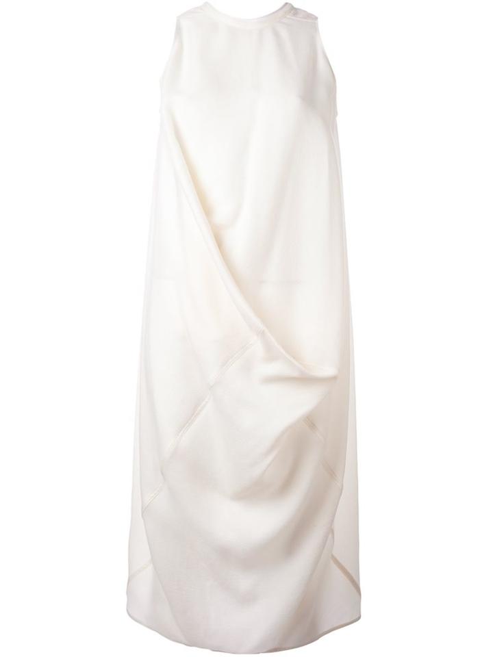 Rick Owens Draped Shift Dress, Women's, Size: 42, White, Silk/cotton/wool