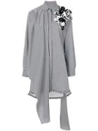Msgm Striped Flower Applique Shirt Dress - Grey