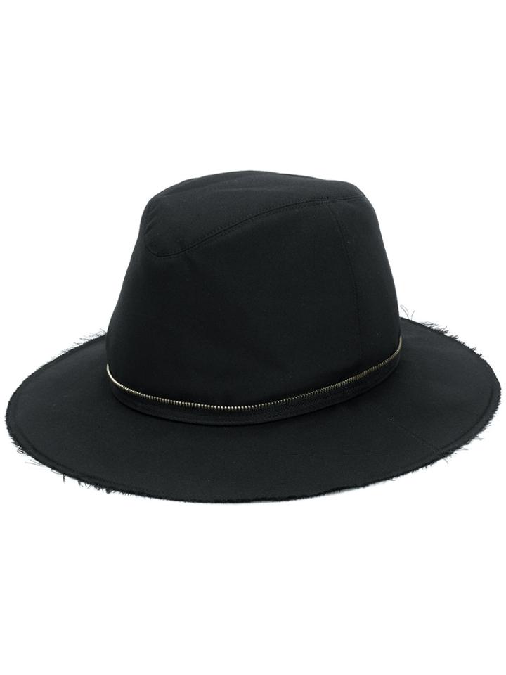 John Undercover Raw-edged Panama Hat - Black