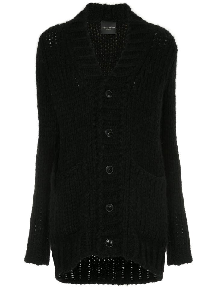 Roberto Collina Chunky Knit Buttoned Cardigan - Black