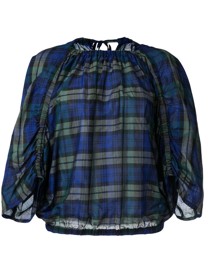 En Route - Checked Blouse - Women - Cotton - One Size, Green, Cotton