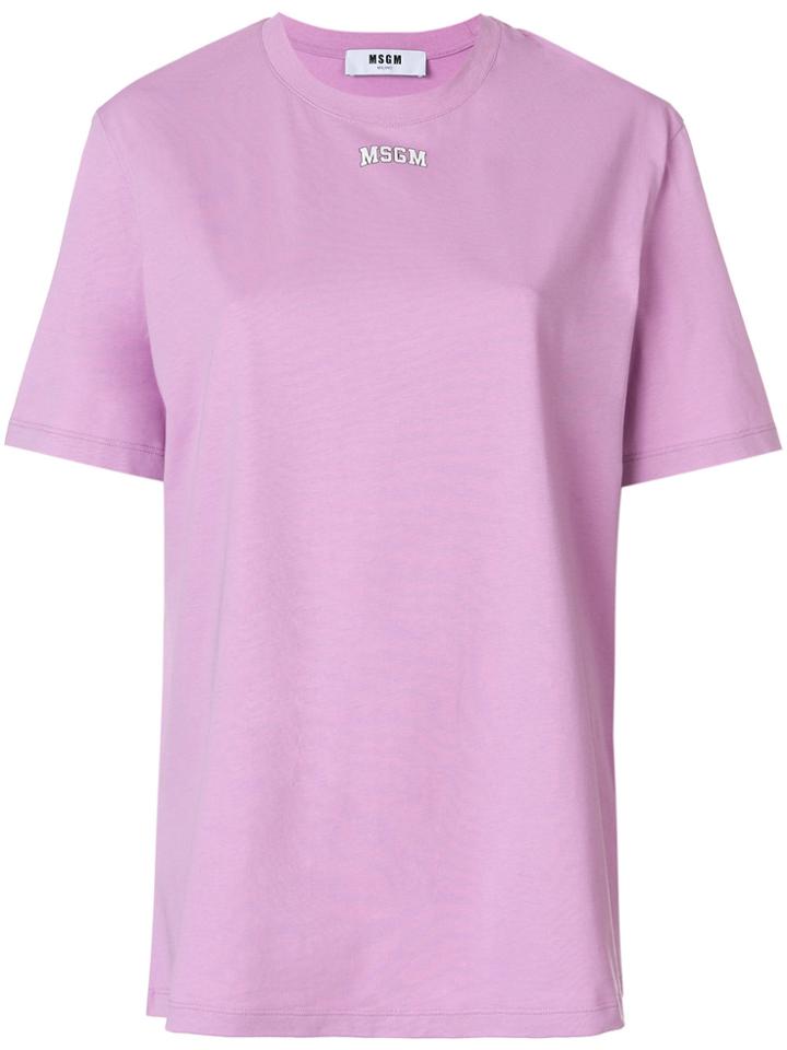 Msgm Relaxed Logo Print T-shirt - Pink & Purple