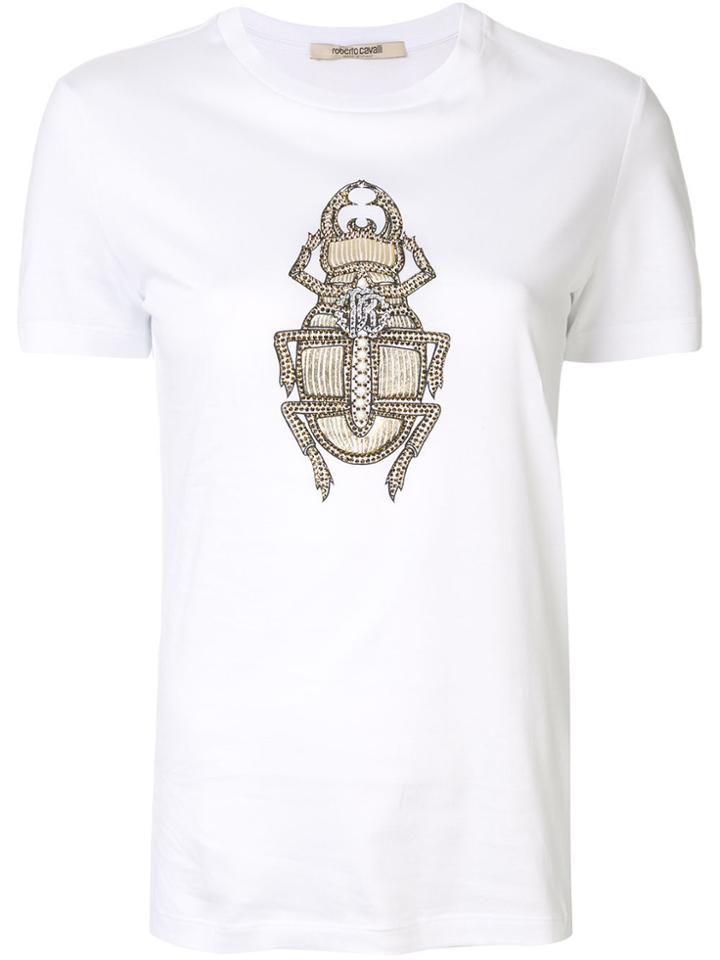 Roberto Cavalli Crystal-embellished T-shirt - White