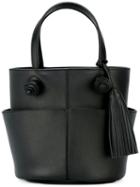 Tod's Fringed Trim Tote Bag, Women's, Black, Calf Leather