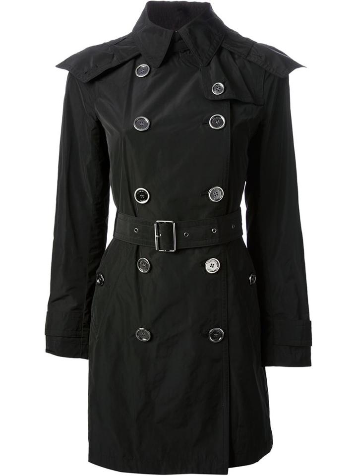 Burberry Double Breasted Trench Coat, Women's, Size: 4, Black, Polyester