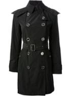 Burberry Double Breasted Trench Coat, Women's, Size: 4, Black, Polyester