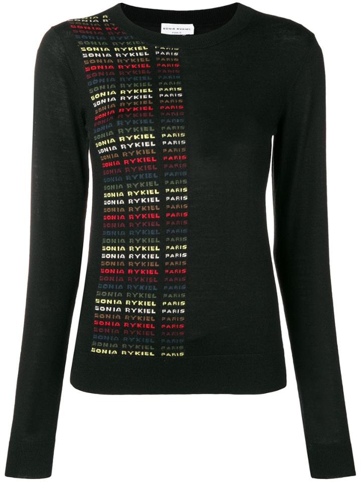 Sonia Rykiel Logo Fitted Sweater - Black