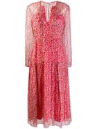 Saloni Small Floral Print Dress - Red