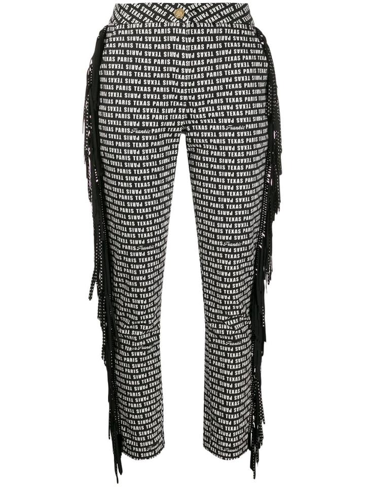 Frankie Morello Logo Print Cropped Trousers - Black
