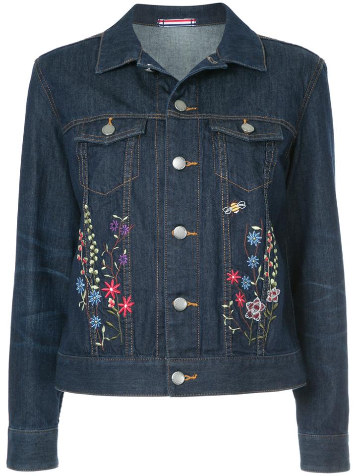 Guild Prime Floral-embroidered Denim Jacket - Blue