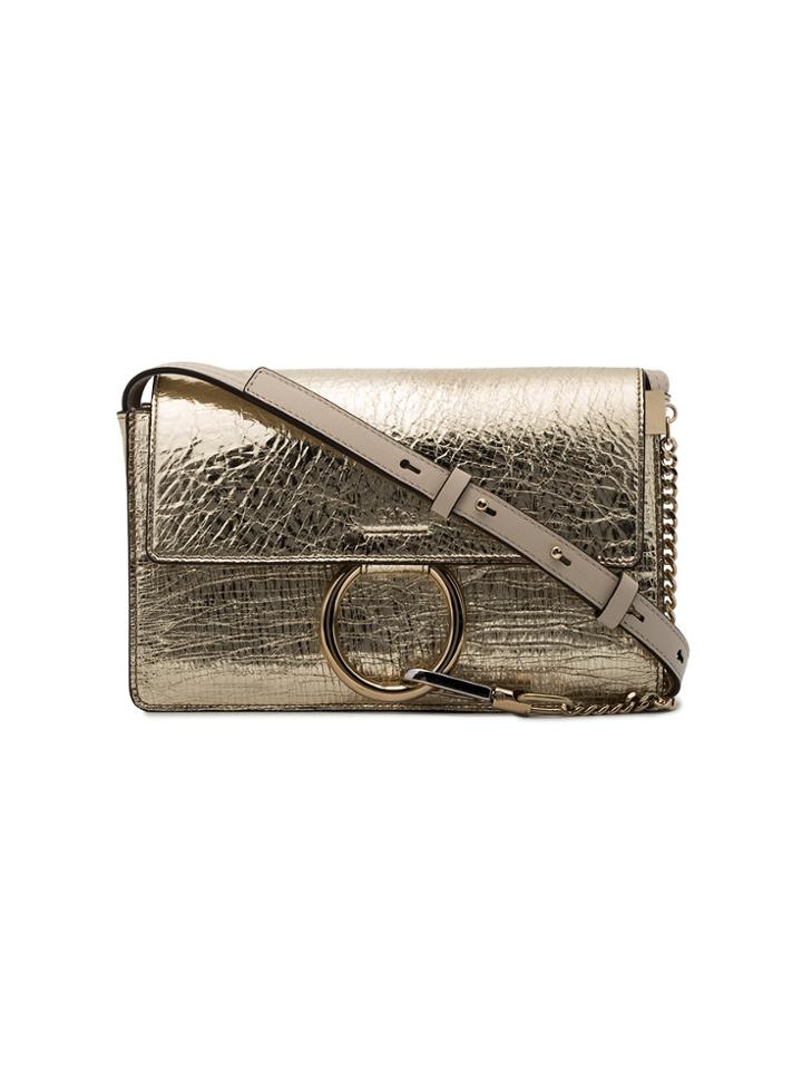 Chloé Gold Faye Small Leather Shoulder Bag - Metallic