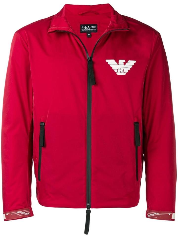 Emporio Armani Logo Zipped Jacket - Red