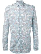 Etro Paisley Print Shirt, Men's, Size: 40, Blue, Cotton/spandex/elastane