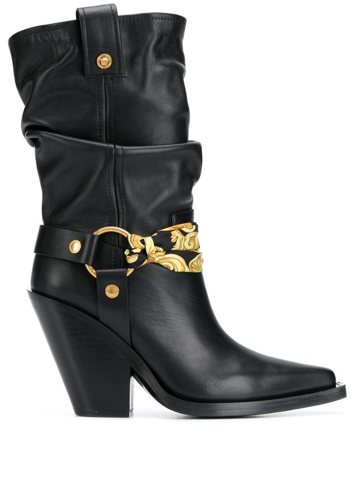 Versace Bandana Buckle Boots - Black