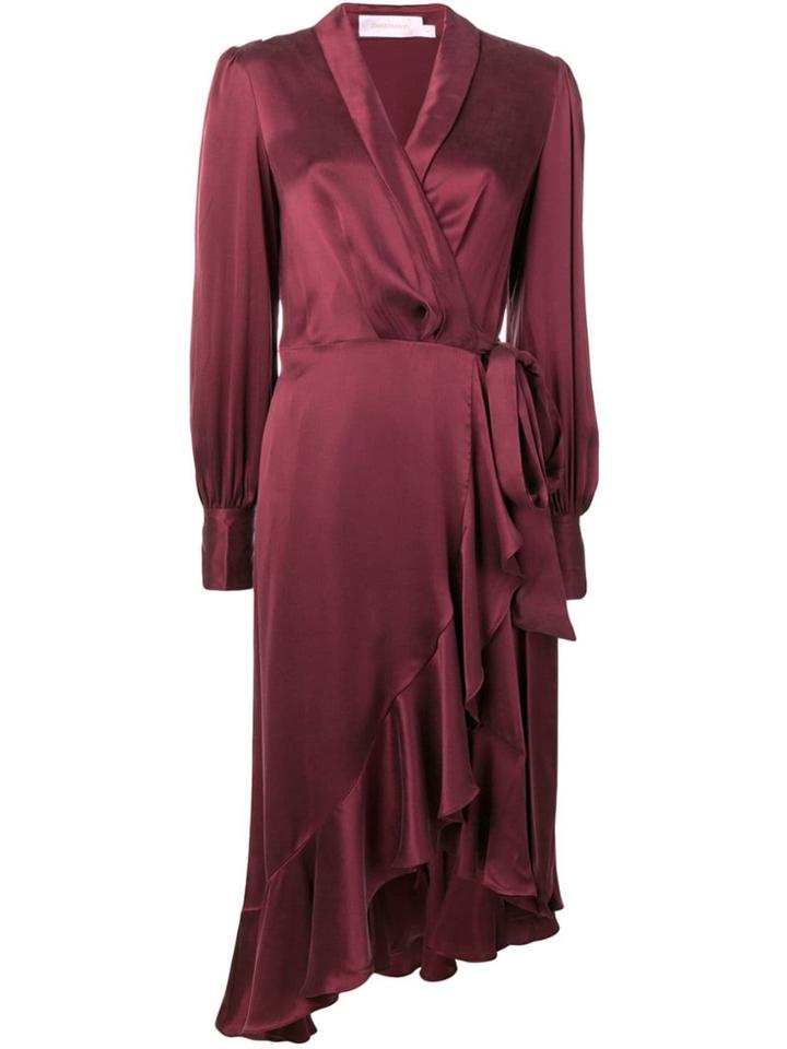 Zimmermann Ruffle Wrap Dress - Red