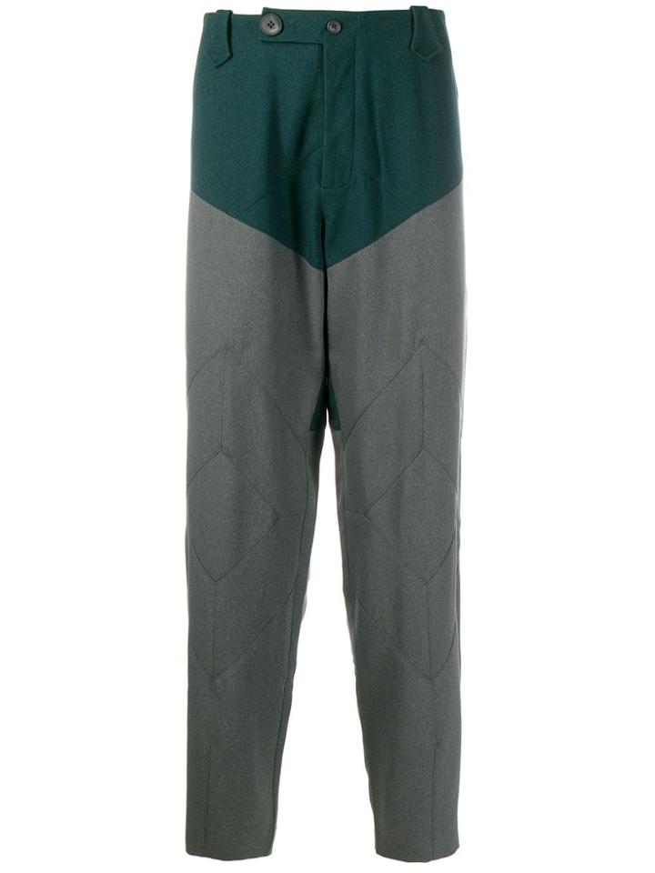 Kiko Kostadinov Contrast-panel Straight-leg Trousers - Green