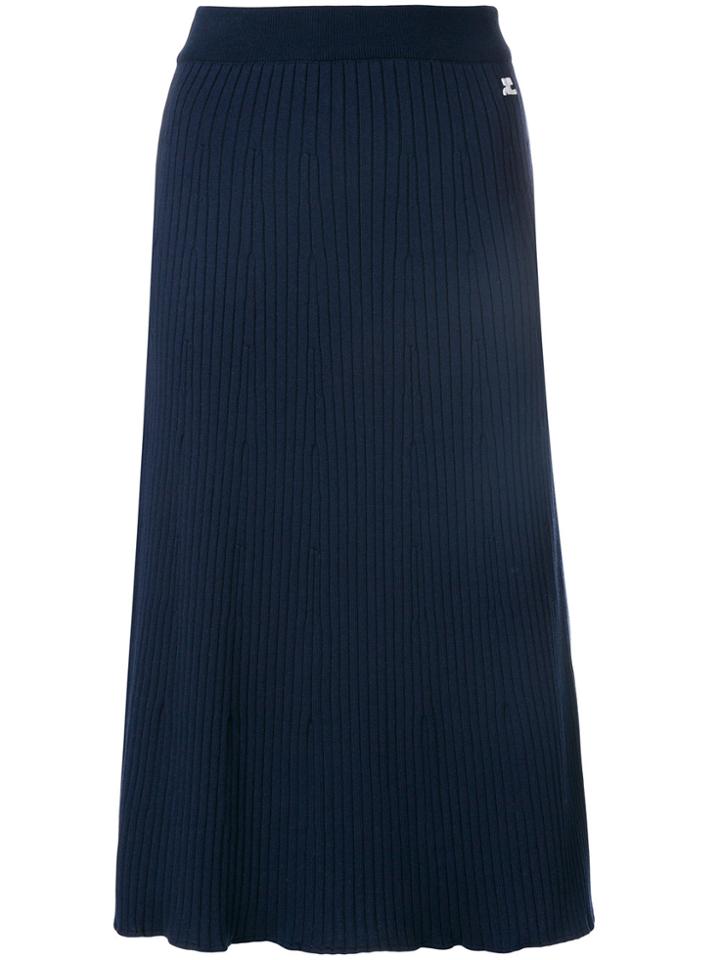 Courrèges Ribbed Flared Skirt - Blue