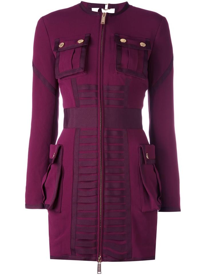 Dsquared2 Long Sleeve Pocket Dress, Women's, Size: 42, Pink/purple, Viscose/acetate/spandex/elastane/polyester