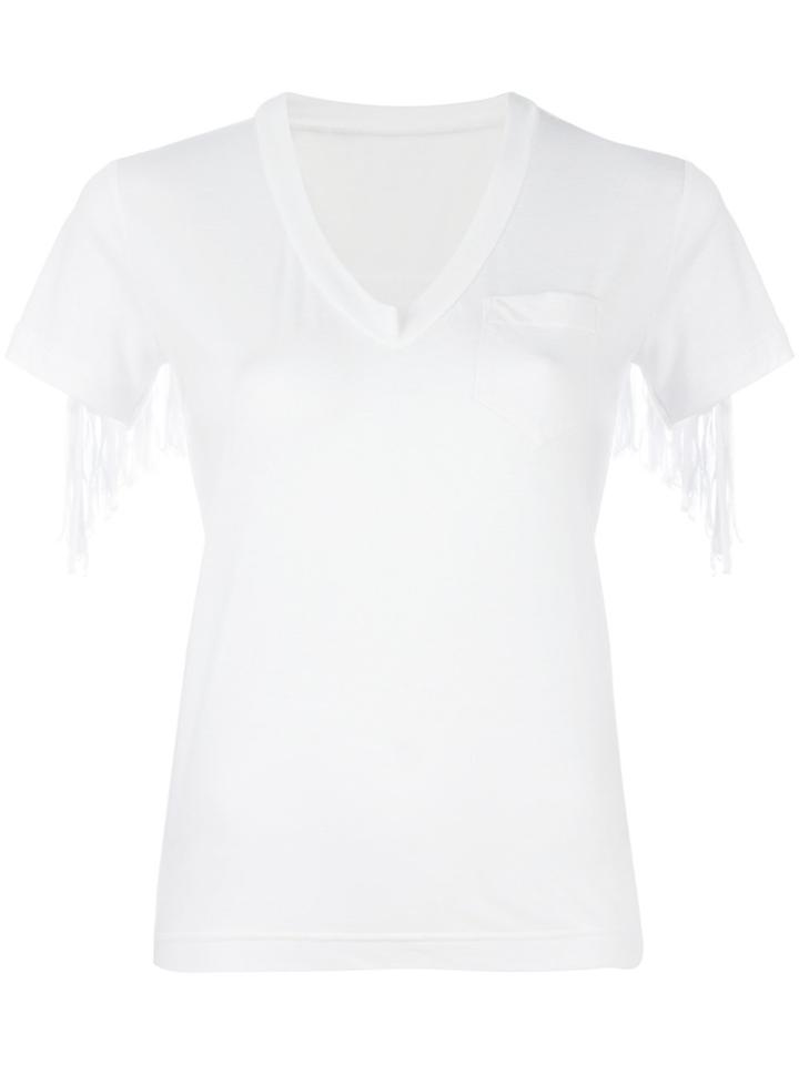 Sacai Fringed Trim T-shirt - White