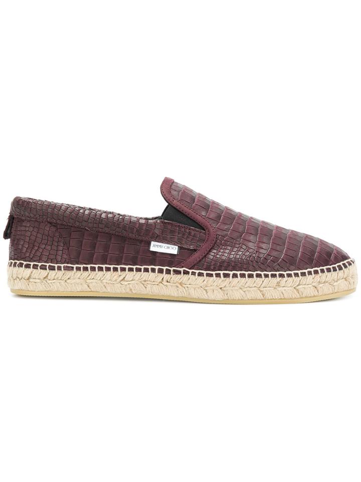 Jimmy Choo Vlad Crocodile Embossed Espadrilles - Red